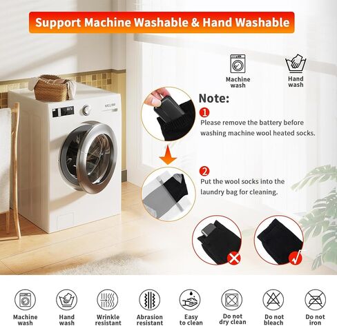 Heated Socks, Orznez Winter Wool Warm Socks for Men Women with 3 Heating Settings, Washable Electric Thermal Socks with 2Pcs 4000mAh Rechargeable Battery for Hiking Biking Skiing Hunting Outdoor Work in Saudi Arabia