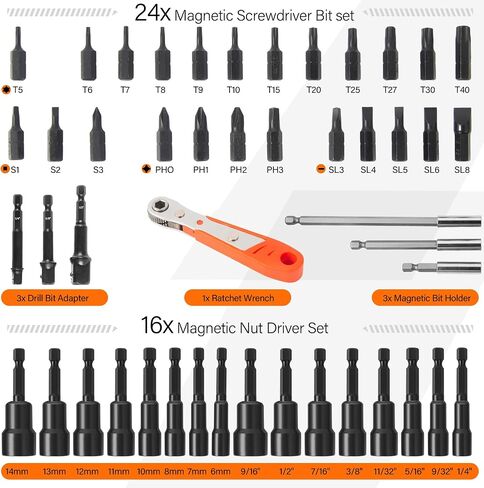 Kendo 22 Piece Impact Hex Head Wrench Bit Set with Magnetic CNC Machined Tip, 1/4 Hex Shank S2 Steel Hex Bits, 2" Long, 20+1 Pack (Metric and SAE) in Saudi Arabia