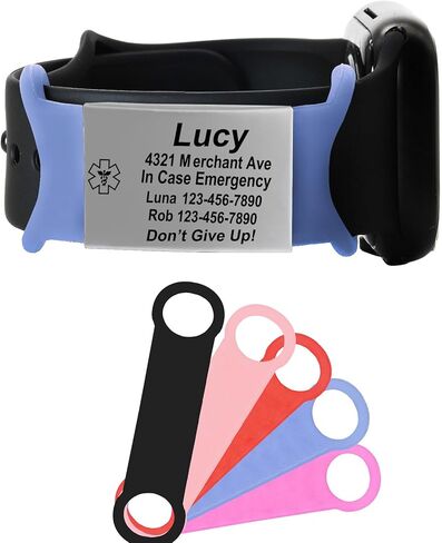 علامة تنبيه طبية للصرع لسوار الساعة من الفولاذ المقاوم للصدأ والسيليكون المرن علامة الطوارئ الطبية محفورة بالليزر علامة الإسعافات الأولية باللون الأسود in Kuwait