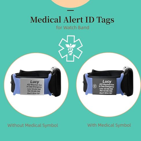 علامة تنبيه طبية للصرع لسوار الساعة من الفولاذ المقاوم للصدأ والسيليكون المرن علامة الطوارئ الطبية محفورة بالليزر علامة الإسعافات الأولية باللون الأسود in Kuwait