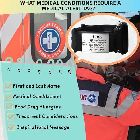 علامة تنبيه طبية للصرع لسوار الساعة من الفولاذ المقاوم للصدأ والسيليكون المرن علامة الطوارئ الطبية محفورة بالليزر علامة الإسعافات الأولية باللون الأسود in Kuwait