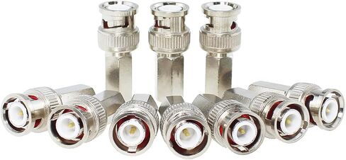10PCS 3.2cm/1.3inch BNC Locking Mechanism High Tolerance Fitting RG59 Cable Connection Adapter BNC Male Stranded Coaxial RG59 Connector Suitable for Antennas Cable Satellite and CCTV in Saudi Arabia