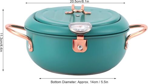 Deep Fryer Pot 304 Stainless Steel With Temperature Control And Lid Japanese Frying Pot with Thermometer Japanese Stainless Steel Fryer Pan for Induction Cooker Deep Green in Saudi Arabia