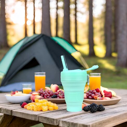 Silicone Coffee Cup with Straw lid Collapsible Cups for Traveling 20oz Lightweight Folding Water Mug for Picnic Hicking Camping Climbing (Black) in Saudi Arabia