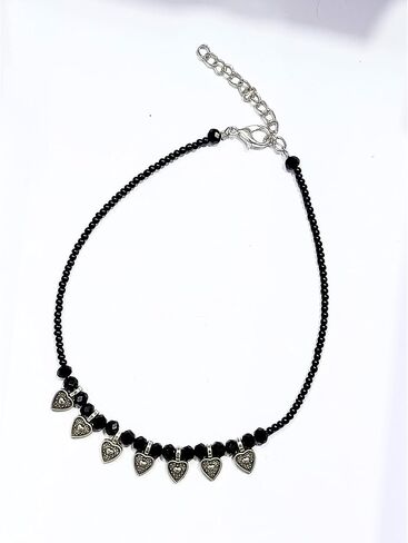 Black Bead Crystal Charm Anklet Bracelet Handmade Simple Summer Beach Waterproof Ankle Foot Chain Bracelets for Women Minimalist Jewelry-Adjustable .. (Design 14) in Saudi Arabia