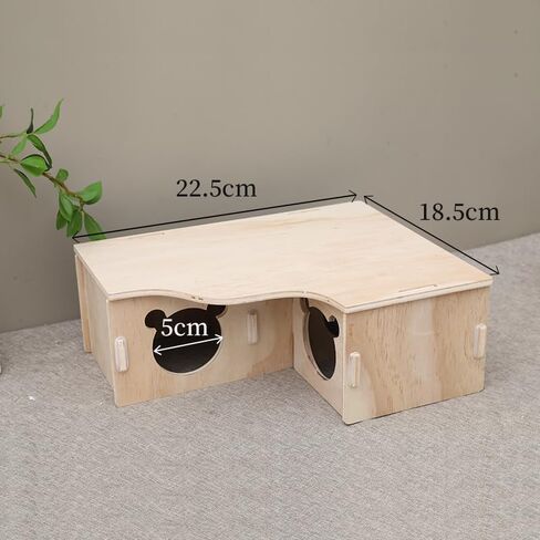 Tiny Hamster Maze Wood House Fun Slide House Double-Decker Hut for Dwarf Gerbil Mouse Mice Rat Small Animals(Only for Small Hamster)，Wooden Hamster Hideout for Small Animal-Three Holes in Saudi Arabia