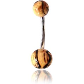 Organic Wood Belly Button Ring Piercing for Women - Navel Belly Button Rings with Surgical Steel