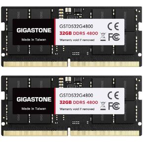 【DDR5 RAM】 GIGASTONE 64GB Kit (2x32GB) DDR5 4800MHz PC5-38400 CL 40-40-40-77 1.1V SODIMM 262 Pin Unbuffered Non ECC High Performance Notebook Laptop Memory Upgrade