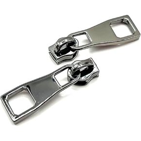 KOTAIFA #5 Zipper Pulls for Purse Bag Making Metal Nylon Coil Zipper Pull Bulk Zipper Slider Zipper Head for Handbag Making Craft Sewing Silver