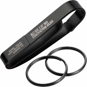 TKH-CRM Chrome Tactical Key Ring Holder for Duty Belts, Quick Release Key Clip Stainless Steel w/2 XL Detachable Key Rings Max 2.25" Belt for Police, Correctional, Fire Dept.