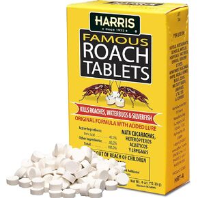 Harris Famous Roach & Silverfish Killer Tablets (6oz), Treats a Minimum of 12 Rooms, 145+ Tablets Included