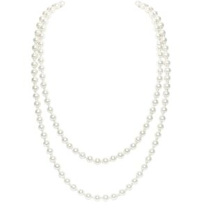 BABEYOND Long Pearl Necklace Faux Pearls Necklace Set Beaded Long Pearls Necklace 1920s Gatsby Costume Jewelry
