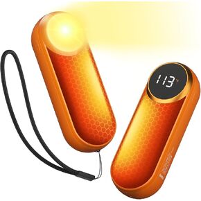 Hand Warmer Rechargeable,12000mAh Electric Hand Warmers with Light, 2 Pack Pocket Hot Hands Reusable Up to 20 Hours, Double Sided Heat Portable Heater for Hunting, Camping Gear, Stocking Stuffers