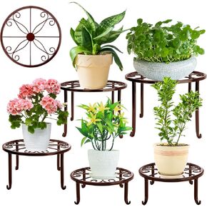 Metal Plant Stand 5 Pack Plant Stands for Indoor Outdoor Plants Multiple Heavy Duty Flower Pot Stand Holder Rustproof Iron Round Plant Shelf for Planter Outdoor Plant Stand for Patio & Garden Decor (Black)