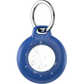 Belkin Waterproof Apple AirTag Secure Holder with Key Ring, Durable Scratch-Resistant AirTag Case, Protective AirTag Keychain Accessory for Keys, Pets, Luggage, Backpacks, and More - Blue