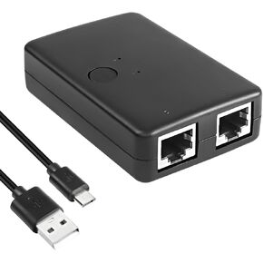 XMSJSIY RJ45 Ethernet Switch Selector Bi-directional Splitter Transmission 2 Ports Network Switch Distributor Hub 2 in 1 Out or 1 in 2 Out 100M with Switcher Intranet Adapter