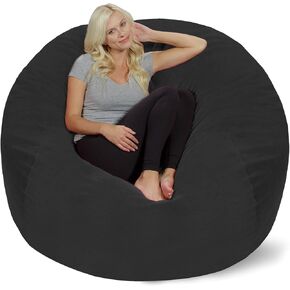 Chill Sack Bean Bag Chair: Giant 5' Memory Foam Furniture Bean Bag - Big Sofa with Soft Micro Fiber Cover - Black in Kuwait