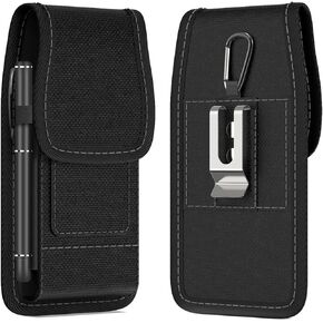 CoverON Holster for Google Pixel 9 Pro 8a 8 7a 6a 5 4, Cell Phone Case Belt Clip Carabiner Card ID Holder Vertical Carrying Heavy Duty Nylon Cellphone Pouch Bag (Fits with Otterbox or Any Case on)