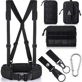 29.9 Inches Molle Belt Tactical Belts Combat Belts Tactical Molle Tactical Belt for Men Black Tactical Belt with Harness Molle Pouch and Accessories