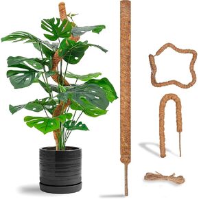 Moss Poles for Plants Monstera, 63 inch Bendable Climbing Plant Stakes Indoor, Handmade Coco Coir Plant Support, Garden Trellis Plant Stick Stakes for Potted Plants