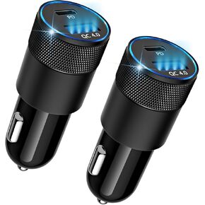 Car Charger, iPhone 15/16 Car Charger, 48W 2-Port Fast USB C Car Charger Cigarette Lighter Adapter, Car Accessories for iPhone 16/15/14/13/12 Series, Samsung Galaxy Series, iPad Pro, AirPods and More