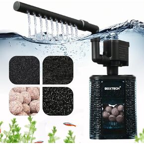 UPETTOOLS Fish Tank Filter 20-40 Gallon Aquarium Filter Ultra-Silent Double Sponge Filter with Water Pump 4-Layer Filtration
