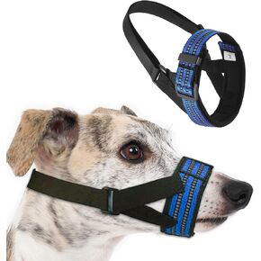 Soft Dog Muzzle, Nylon No Barking Muzzle with 7 Shape Structure, Reflective Puppy Muzzle, Adjustable Dog Mouth Harness Anti Biting Chewing, Dog Muzzles for Medium Large Dogs,M