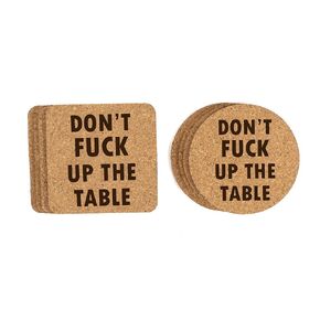 Funny Cork Coaster Set (Please Leave By 9 6pc Set, Square)