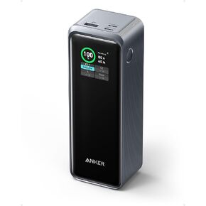 باور بانك Anker Prime بقدرة 27,650 مللي أمبير في الساعة (250 واط) مع قاعدة شحن 100 واط، وشاحن محمول بثلاثة منافذ، وتطبيق ذكي، متوافق مع سلسلة iPhone 16/15/14، وMacBook، وSamsung، وDell، وAirPods