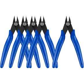 HongWay 5pcs Wire Cutters, Micro Flush Cutters with Spring, Wire Cutting Pliers, Wire Snips for Electronics Soft Copper Jewelry Making, 5-inches, Red
