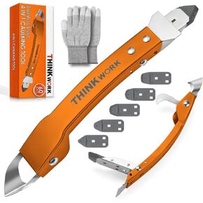 THINKWORK Stainless Steel Caulking Tools, 4 in 1 Sealant Finishing Tool, Grout Removal Tool, Silicone Caulking Tool Caulk Remover for Kitchen Bathroom Window Sink Tile Joint