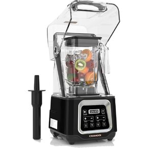CRANDDI Commercial Smoothie Blender, 2200W High-Power Smart Blender with 4 Pre-Programmed Cycles, Professional Blender with Removable Shield, 52oz BPA-free Jar, Upgraded Blade, K80 (Black)