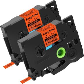 TZe-B31 Label Tape Compatible with Brother P-Touch TZeB31 TZ B31 Black on Orange Fluorescent Laminated 12mm 0.47 inch x 16.4 feet for PTH110 PTD210 PTD600 PT-P710BT PTD400AD PT-D450 2 Pack