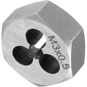 Hex Rethreading Die, M8 x 1.25 Pitch, Carbon Steel Cylindrical Pipe Threading Tool with 4 Chip Holes - (Applications: for Threading Repairing)