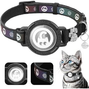 Airtag Cat Collar | Waterproof Cat Collar Airtag Holder - Breakaway Cat Airtag Collar with Bells, Cute Diamond Paw, Reflective, Lightweight GPS Cat Collar for Girl Boy Cats, Kitten (Blue, S(9.5"-13"))