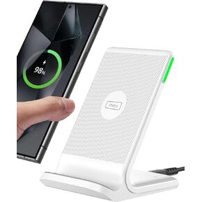 INIU Wireless Charger, 15W Fast Qi-Certified Wireless Charging Station with Sleep-Friendly Adaptive Light Compatible with iPhone 15 14 13 12 Pro XS 8 Plus Samsung Galaxy S23 S22 S21 Note 20 Google etc