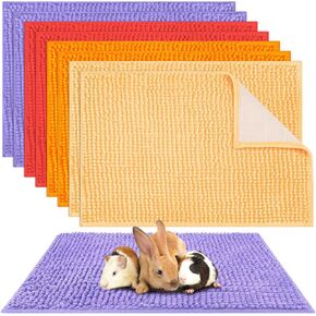 Barydat 4 Pcs Guinea Pig Cage Liner Guinea Pig Mats Bunny Guinea Pig Bedding Washable Pee Pads Reusable Pet Training Pad Animal Sleeping Bedding Mat for Rabbit Chinchilla(Bright Color,16 x 24 Inch)