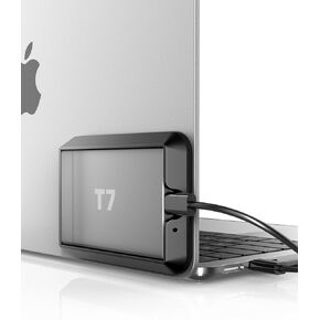 TOPGO Portable Hard Drive Enclosure for Laptop, Magnetic Hard Drive Enclosure for Samsung SSD T7, Attaches to Back of Laptop or Outside of Case - Black