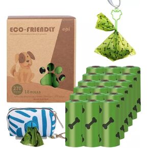 Compostable Dog Poop Bags -Count Eco Friendly Dog Poop Bags – Plant-Based Dog Poop Bags Biodegradable - No-Plastic Earth-Friendly Doggie Poop Bags 9x13 Inches – Unscented, Green, 1 Count, Pack of 18