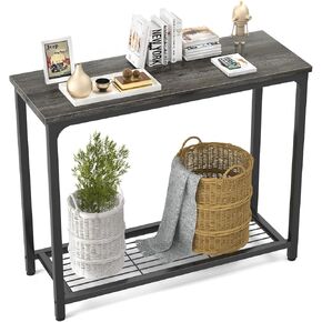 طاولة وحدة تحكم صغيرة من Ecoprsio، طاولة أريكة مع أرفف شبكية مزدوجة، طاولة مدخل صناعية للمدخل، المدخل، البهو، القاعة الأمامية، أريكة الأريكة، غرفة المعيشة، البار، المطبخ، 32 بوصة، ريفي in Kuwait