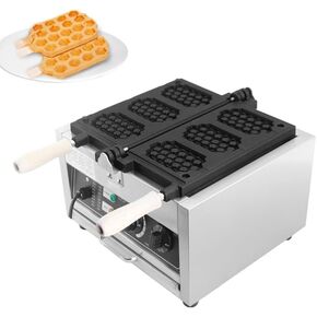 Commercial 1500W Nonstick Electric 3-Slice Honeycomb Waffle Pop Maker,Stainless Steel Waffle Maker Machine w/Temperature and Time Control for Bakeries Snack Bar Family