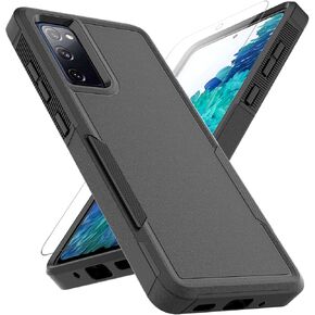 for Samsung Galaxy S20 FE 5G Case: Dual Layer Protective Heavy Duty Cell Phone Cover Shockproof Rugged with Screen Protector - Military Protection Bumper Tough - Samsung Galaxy S20 FE 5G, Black