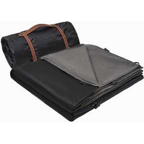 Large Outdoor Waterproof Blanket with Wool - 79" x 59", Extra Thick 300 GSM Fleece, Warm, Wearable, Washable, Portable Stadium Blankets for Camping Picnic, Beach, Sporting Events, Pet, Car