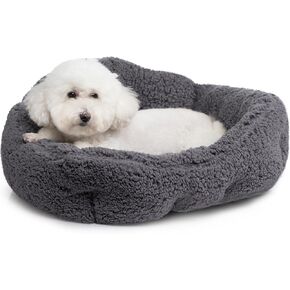 Hollypet Sherpa Fleece Dog Bed, Self-Warming Pet Bed for Small-Sized Dogs Cats Sleeping Bag Cushion, Rectangular Pet Bed, White