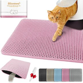 Waterproof Cat Litter Mat, Double Layer EVA, Odor-Free Large Grid, Urine Proof, Easy Cleanup (Khaki, 12 x 18)