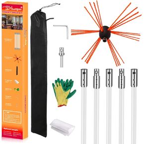 Bluesea 30 Feet Chimney Sweep Kit, Ergonomic Chimney Cleaning Kit, Extends Up to 30 Feet, Chimney Cleaner, Chimney Cleaning Tools, Chimney Cleaning System with Strong Brush, 9 Flexible Chimney Rods