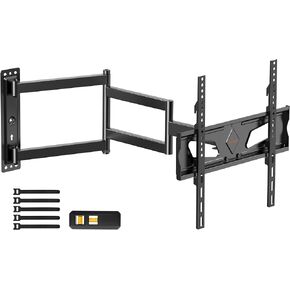Corner TV Wall Mount for Most 26-65inch TVs, Long Arm TV Wall Mount 33 inch Extension, Full Motion TV Mount Swivel Tilt Articulating, Holds up to 77 lbs,Max VESA 400x400mm,Triple Arm Foldable TV Mount