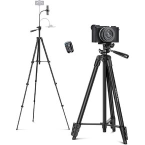 67" Tripods Camera Tripod, Remote Control Travel Tripod for Video Recording Vlog Photo Tripods, Travel Phone Tablet Tripod with Carry Bag, Aluminum Lightweight Portable Camera Tripod