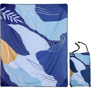 Gealaek Waterproof Picnic Blanket, Sandproof Beach Blanket, 87x71 Inches Extra Large Foldable Outdoor Blanket for Picnic and Beach Activities - Camping Park Travel Abstract Blue 03cth