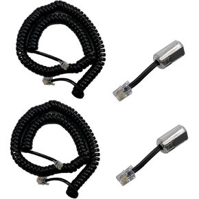 مجموعتان بطول 13.12 قدم لفك تشابك سلك سماعة الهاتف، كابل خط أرضي يدور 360 درجة/مضاد للتشابك وسلك سماعة هاتف، أسود RJ9 in Kuwait